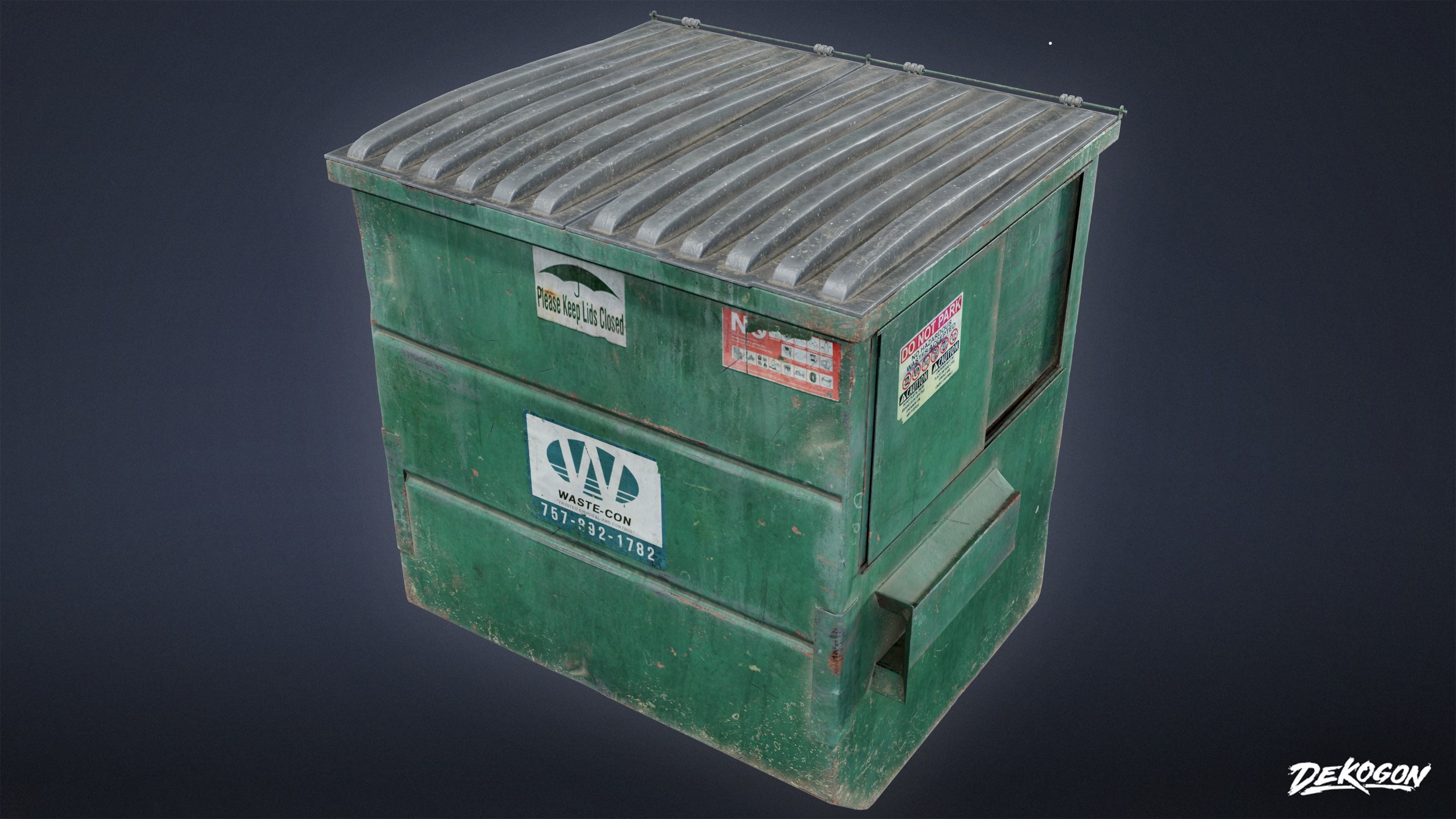 TRASH - Dumpster Large 02 - LOW POLY AND NANITE Low-poly 3D model_6