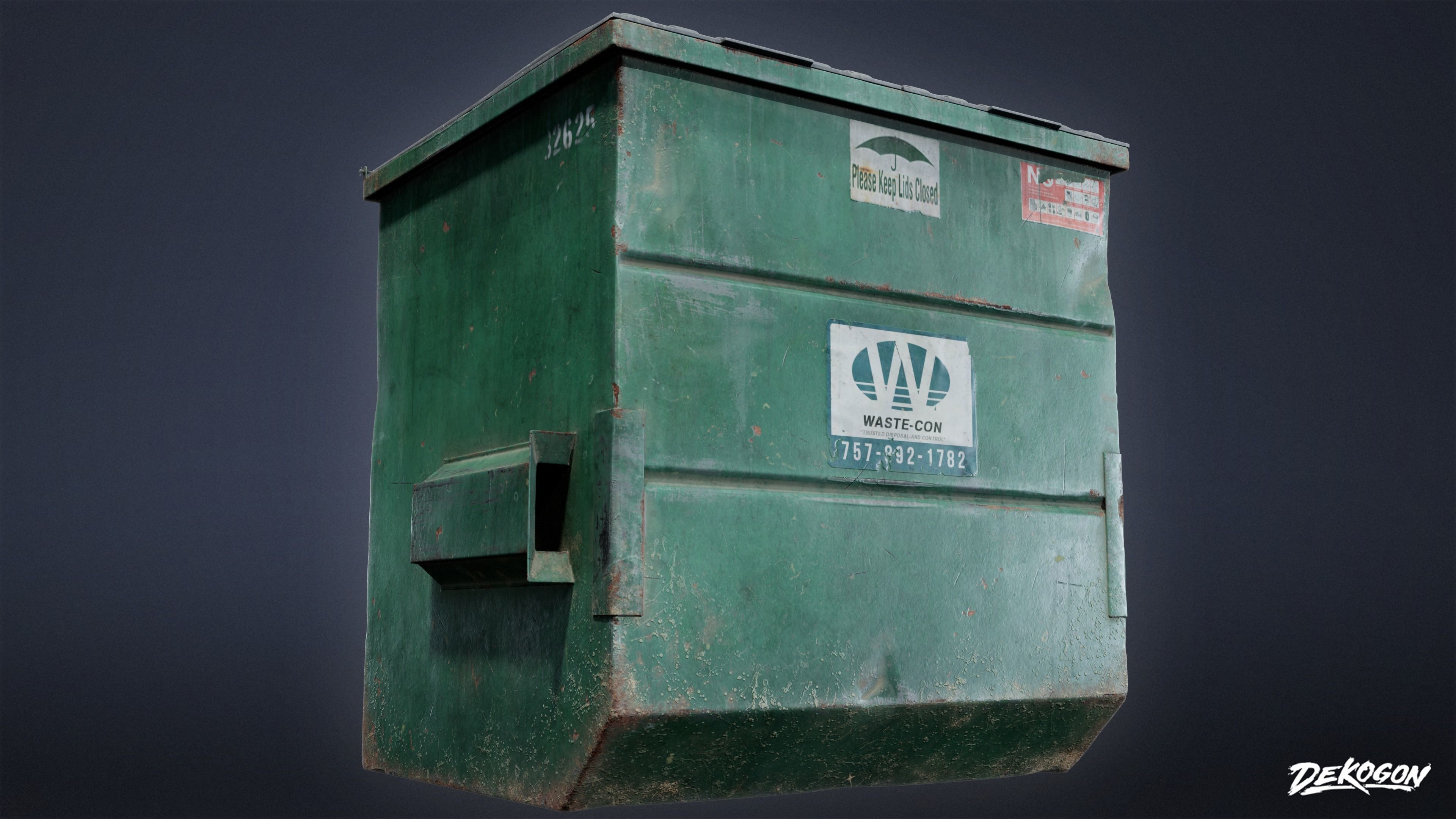 TRASH - Dumpster Large 02 - LOW POLY AND NANITE Low-poly 3D model_7