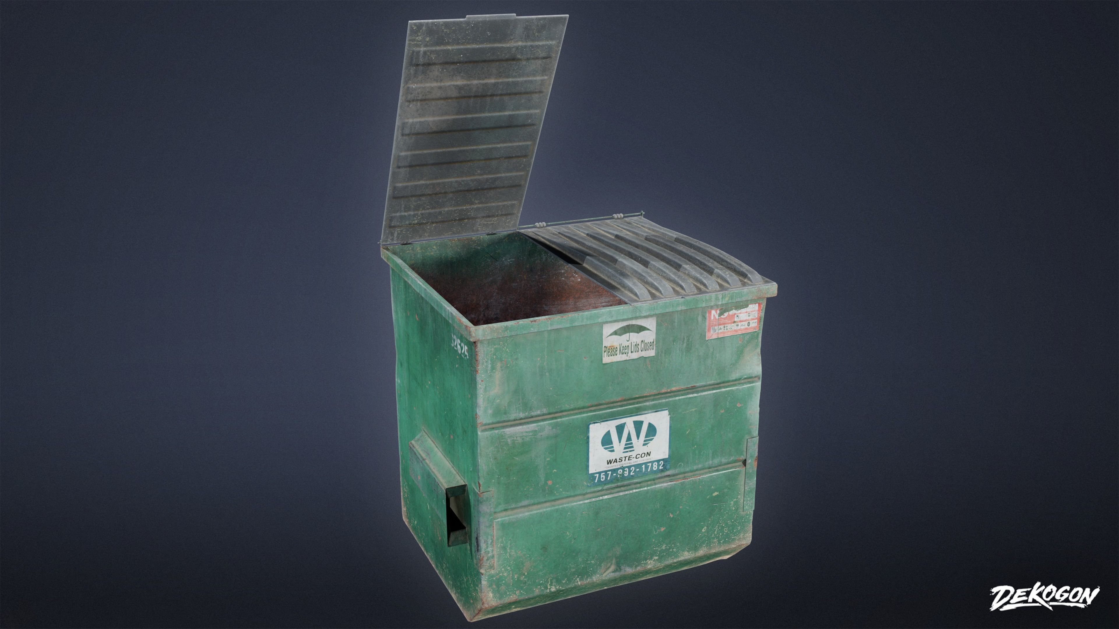 TRASH - Dumpster Large 02 - LOW POLY AND NANITE Low-poly 3D model_9