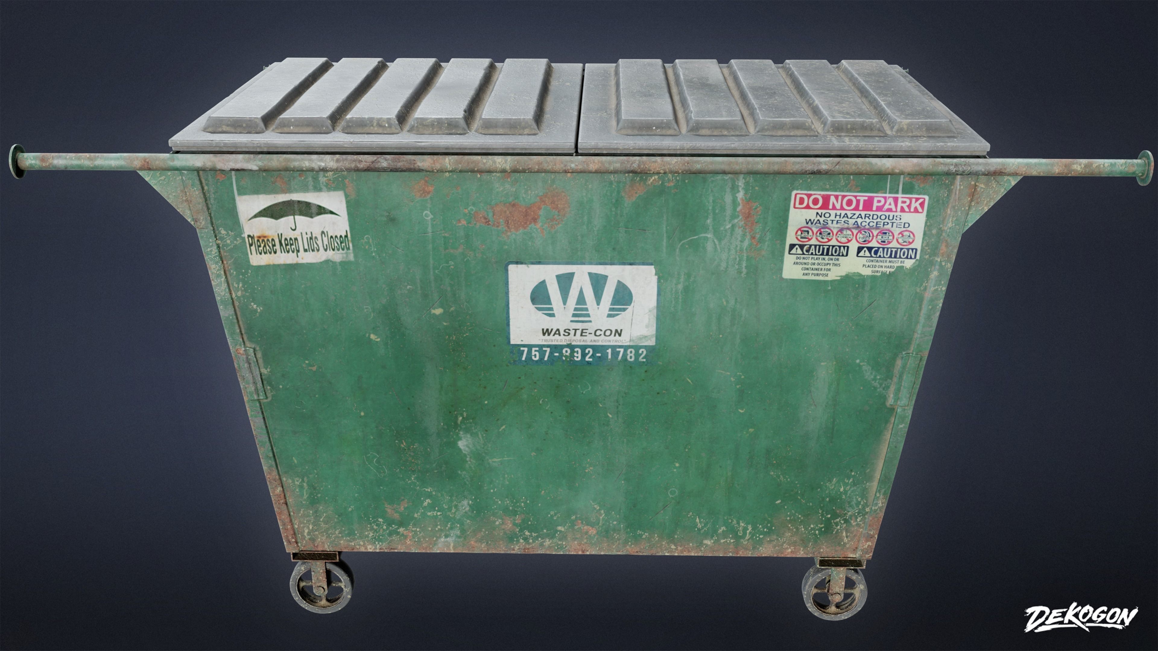 TRASH - Dumpster Small 01 - LOW POLY AND NANITE Low-poly 3D model_1