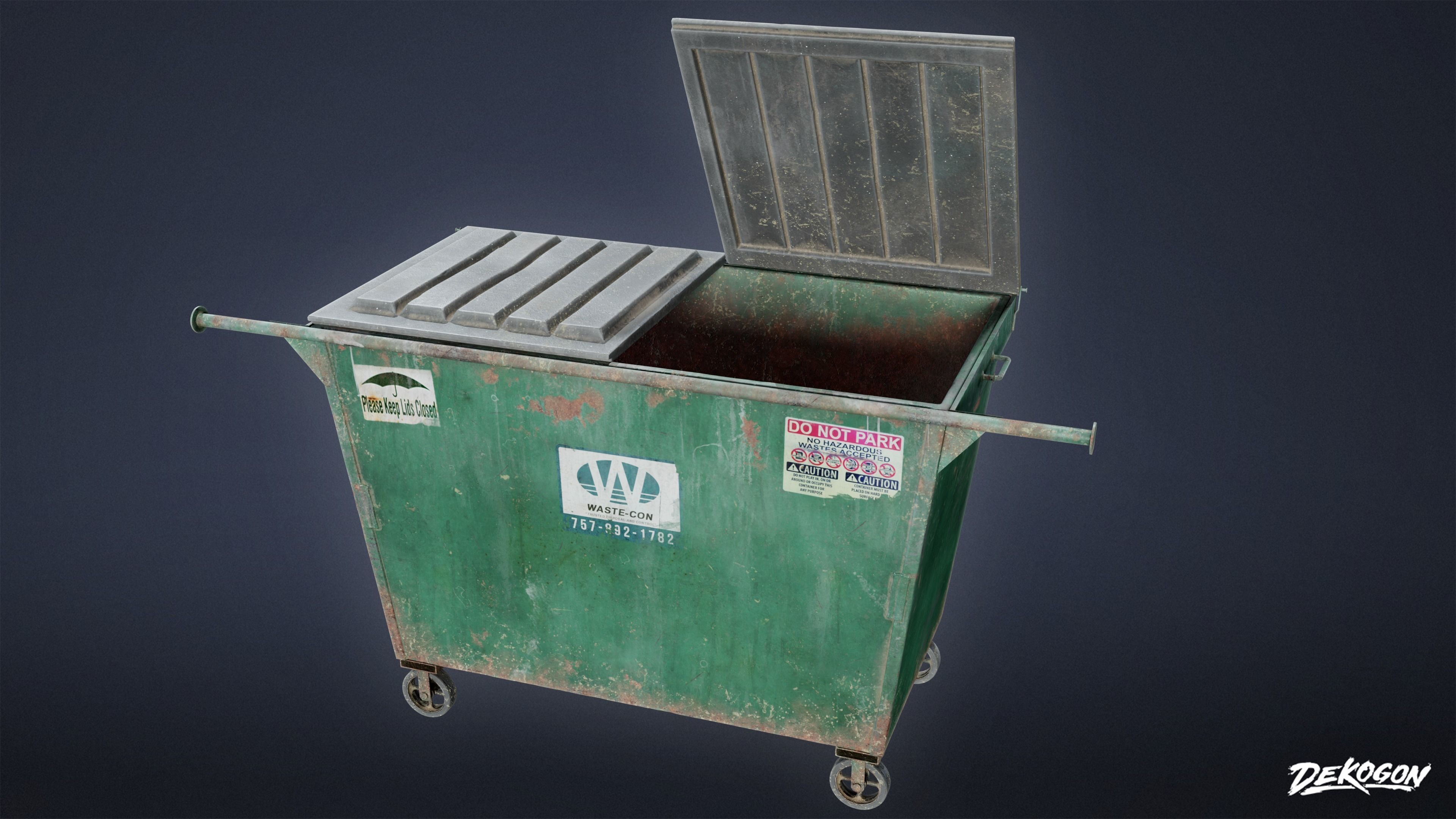 TRASH - Dumpster Small 01 - LOW POLY AND NANITE Low-poly 3D model_6