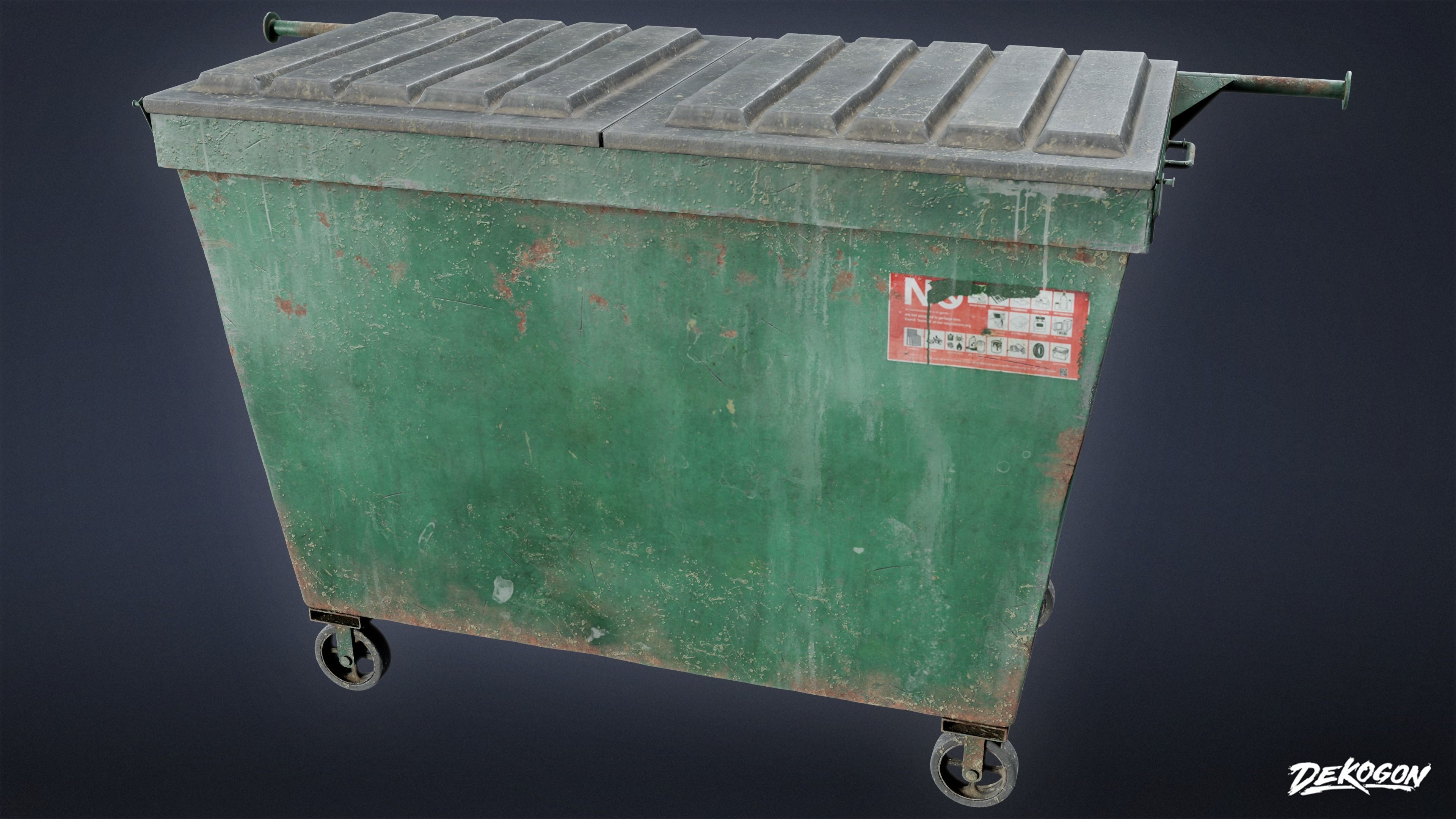 TRASH - Dumpster Small 01 - LOW POLY AND NANITE Low-poly 3D model_3