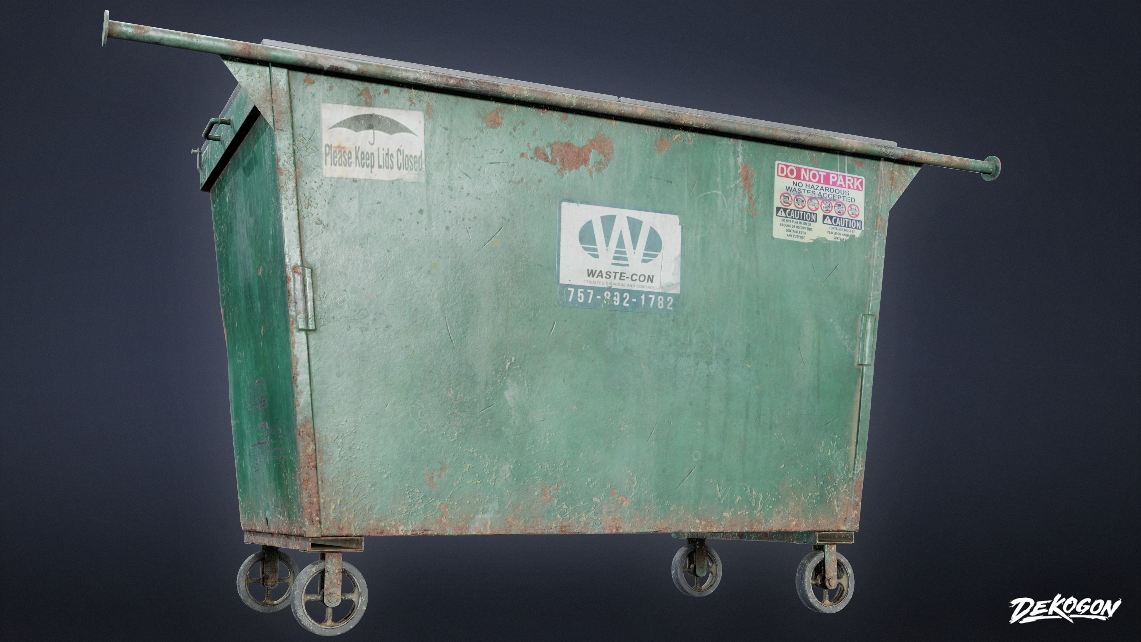 TRASH - Dumpster Small 01 - LOW POLY AND NANITE Low-poly 3D model_5