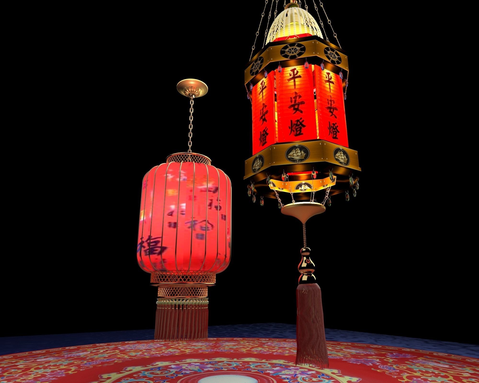 Chinese red  Lantern   3D model_1