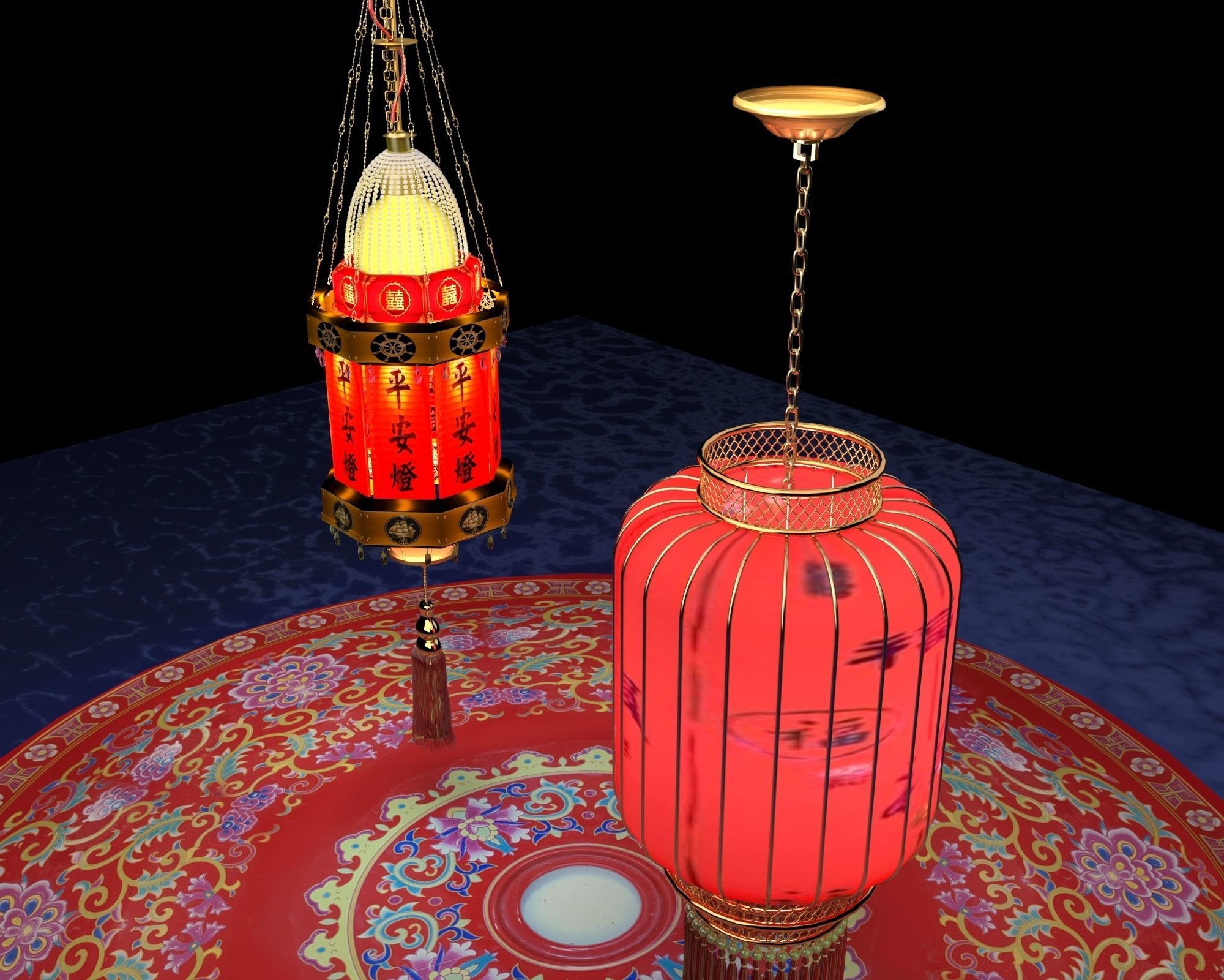 Chinese red  Lantern   3D model_2