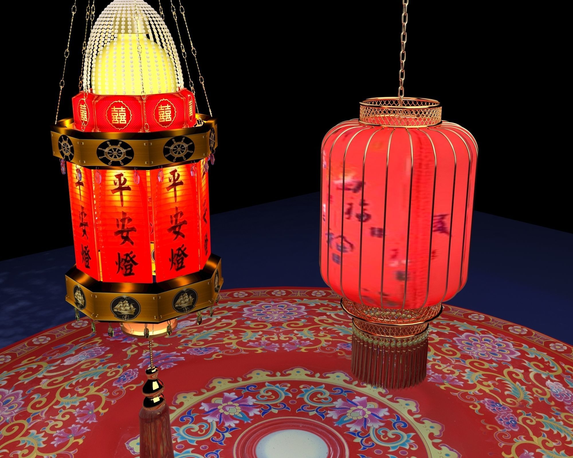 Chinese red  Lantern   3D model_3
