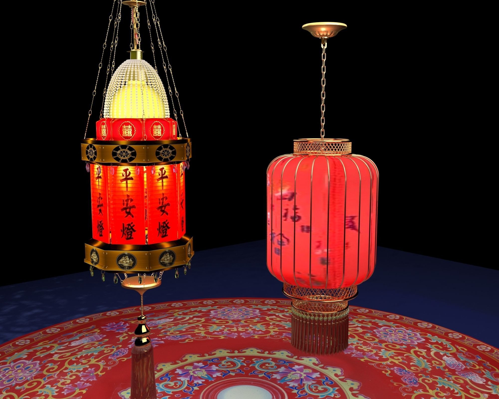Chinese red  Lantern   3D model_4