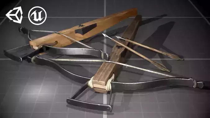 Medieval Crossbow Low-poly 3D model