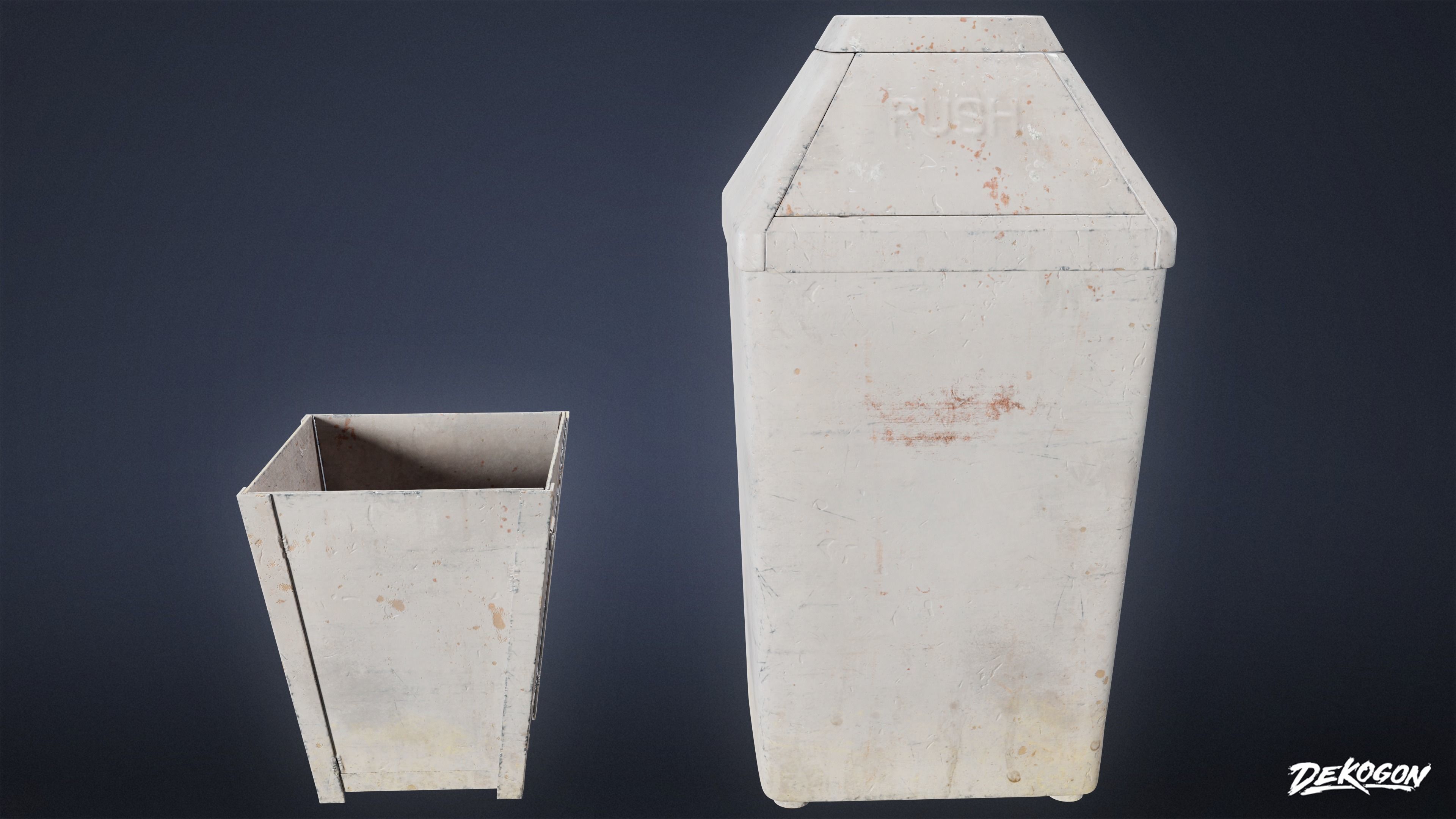 TRASH - Trash Can Set 34 - LOW POLY AND NANITE Low-poly 3D model_10