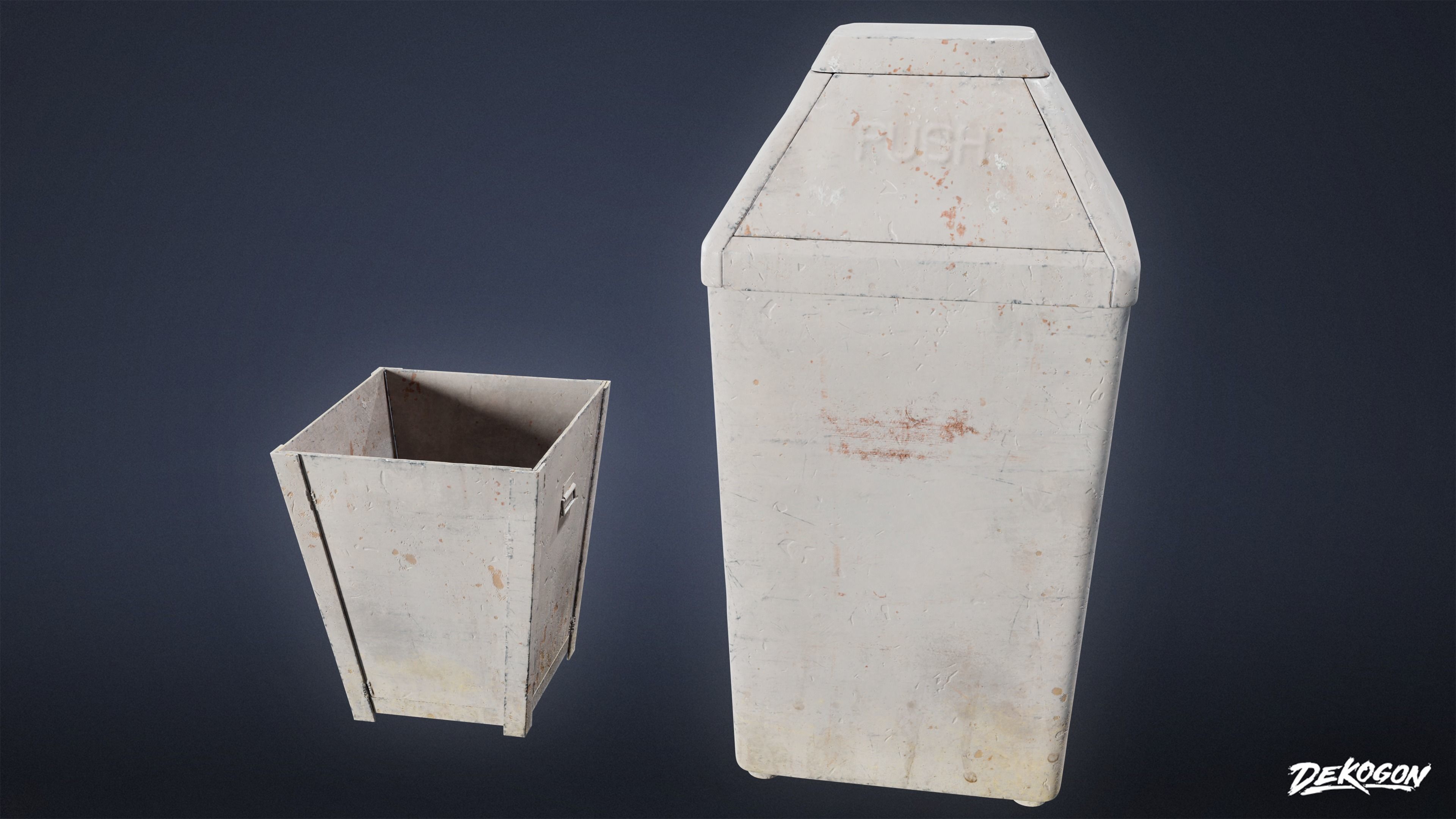 TRASH - Trash Can Set 34 - LOW POLY AND NANITE Low-poly 3D model_9