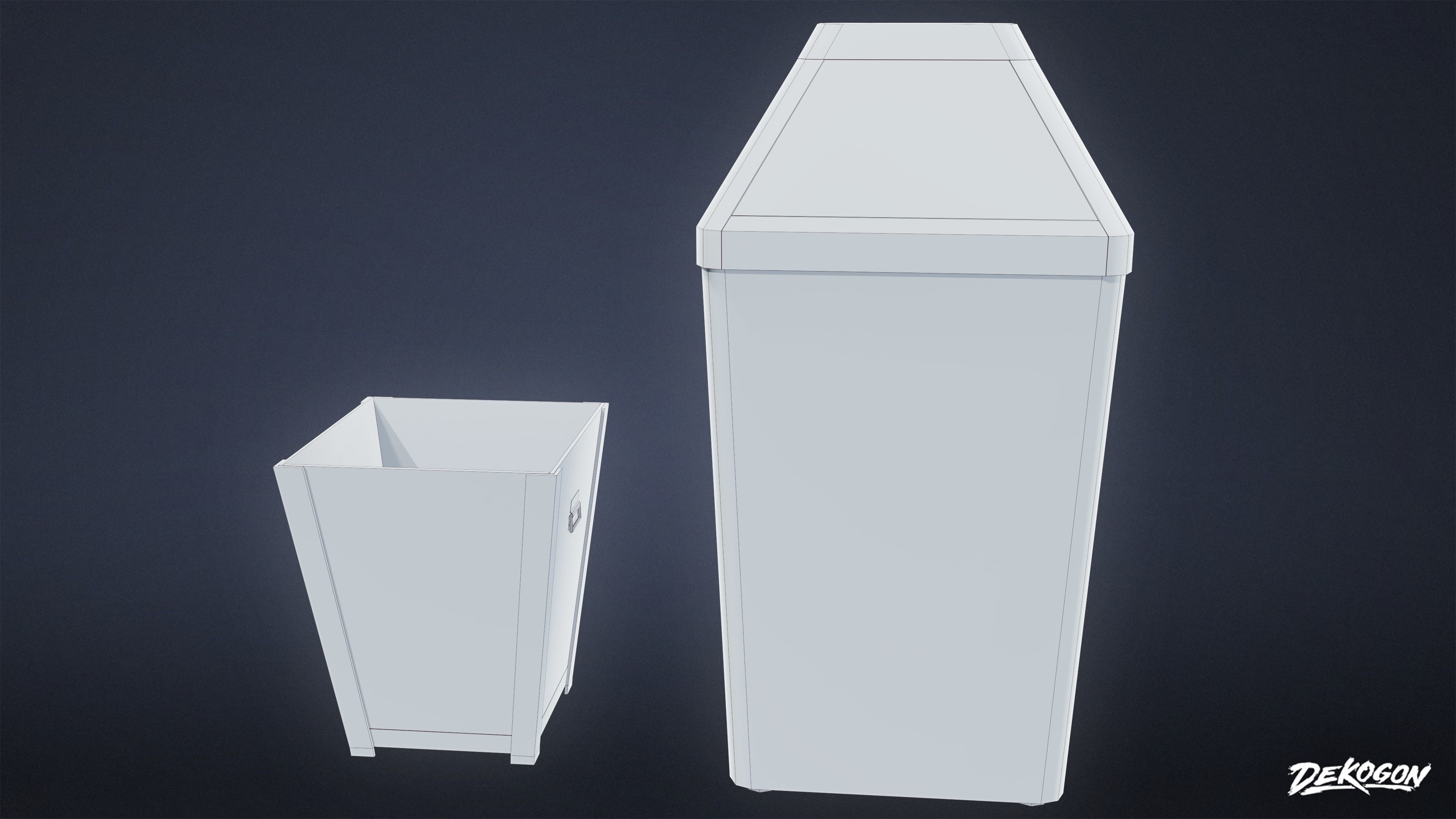 TRASH - Trash Can Set 34 - LOW POLY AND NANITE Low-poly 3D model_6