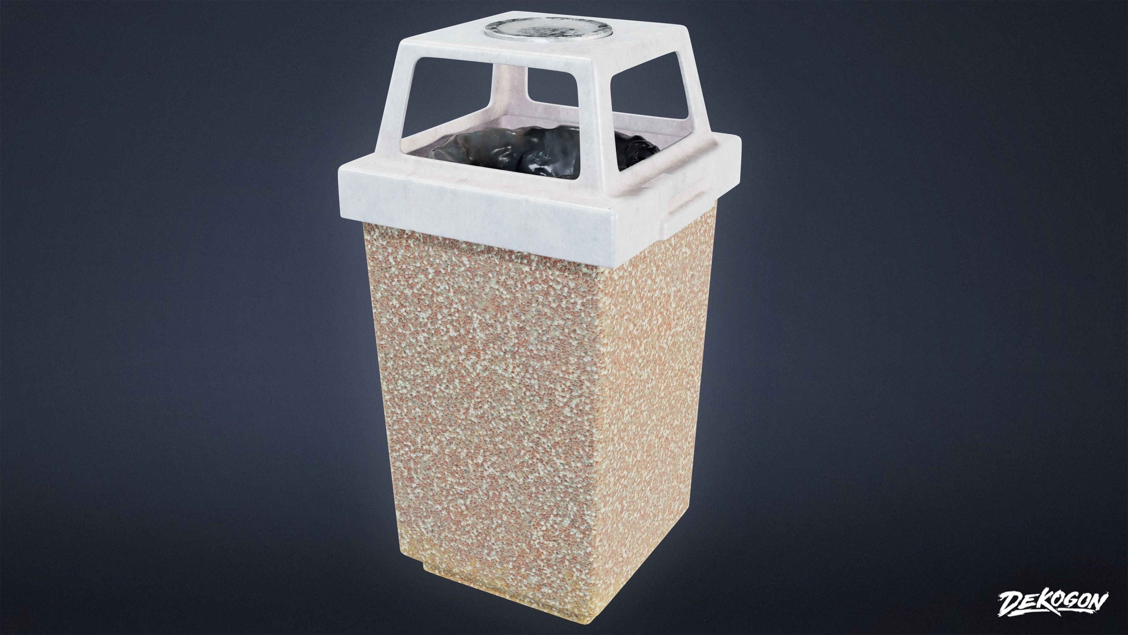 TRASH - Trash Can Set 34 - LOW POLY AND NANITE Low-poly 3D model_16