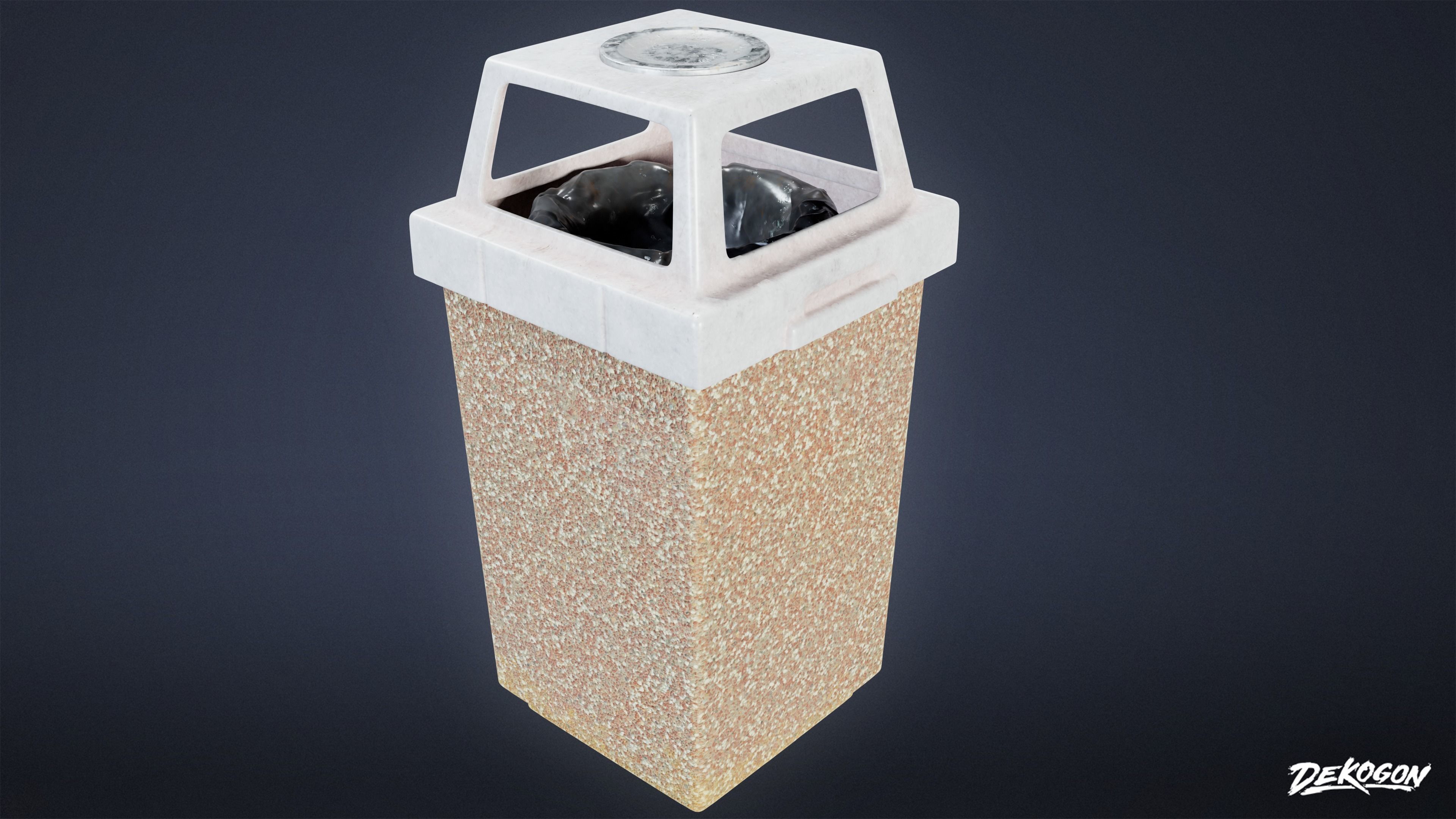 TRASH - Trash Can Set 34 - LOW POLY AND NANITE Low-poly 3D model_19