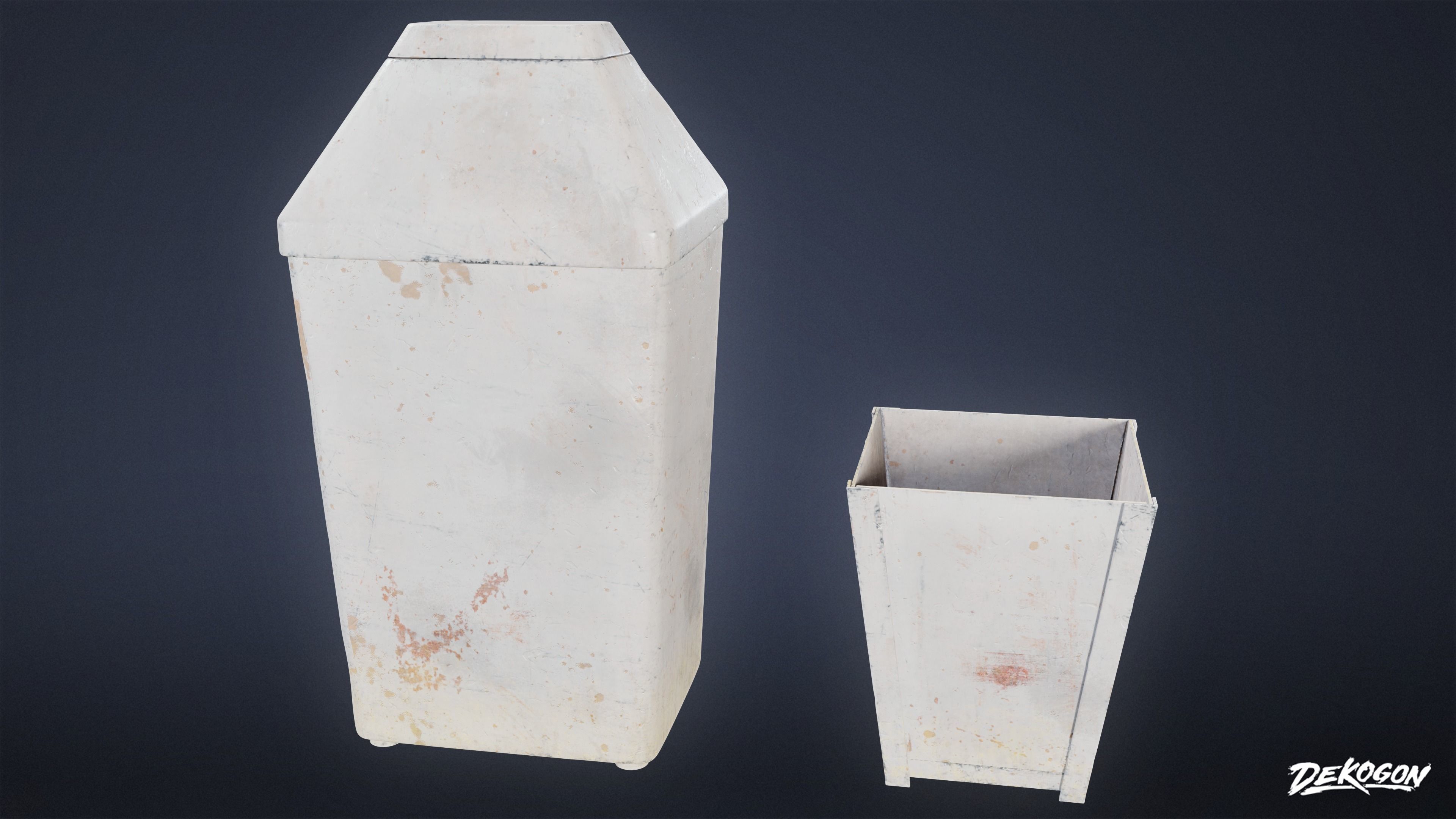 TRASH - Trash Can Set 34 - LOW POLY AND NANITE Low-poly 3D model_11