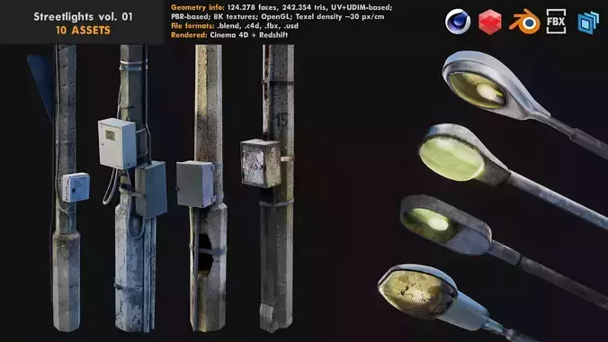 Streetlights pack vol 01 3D model