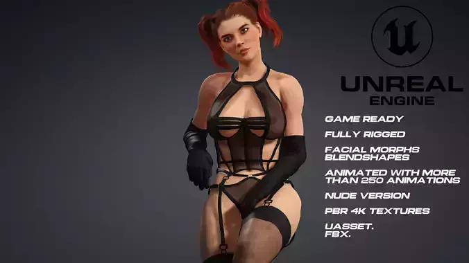 Sey girl full rigged - game ready - animated - nude version
