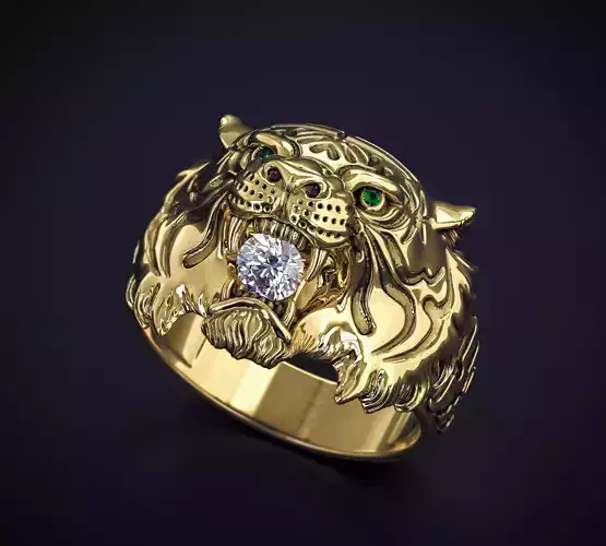 A MAN S RING WITH A TIGER Printable Model