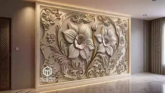 Modern Wall Panel Relief for CNC and 3D Printing 02  3D print model