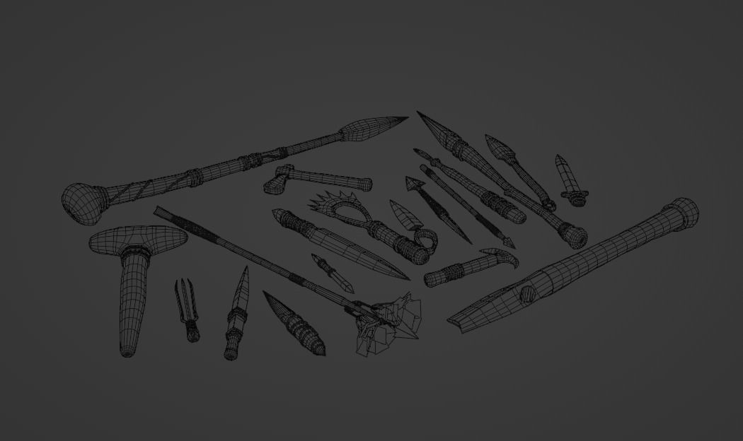 Primitive Weapons Low-poly 3D model_4