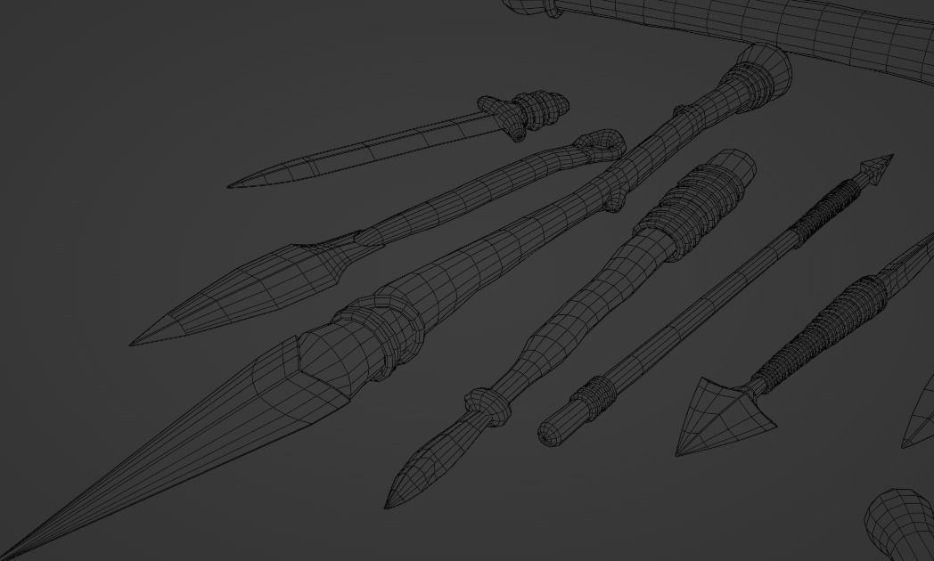 Primitive Weapons Low-poly 3D model_6