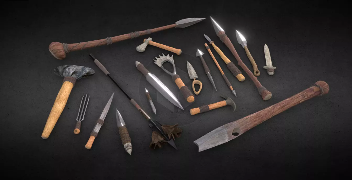 Primitive Weapons Low-poly 3D model_0