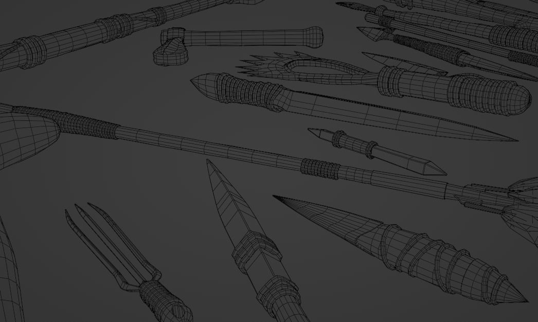 Primitive Weapons Low-poly 3D model_5