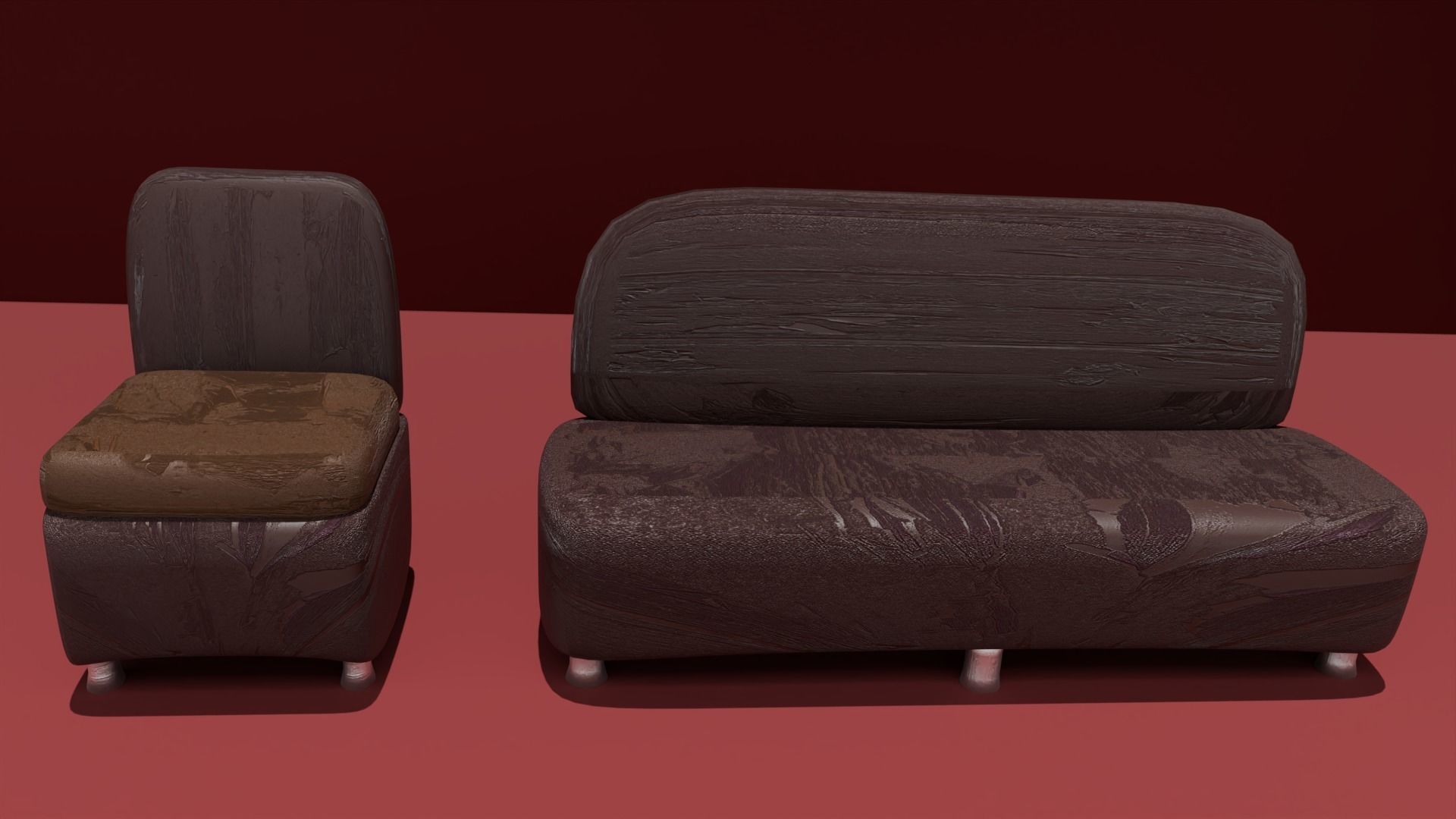 old sofa  Low-poly 3D model_8