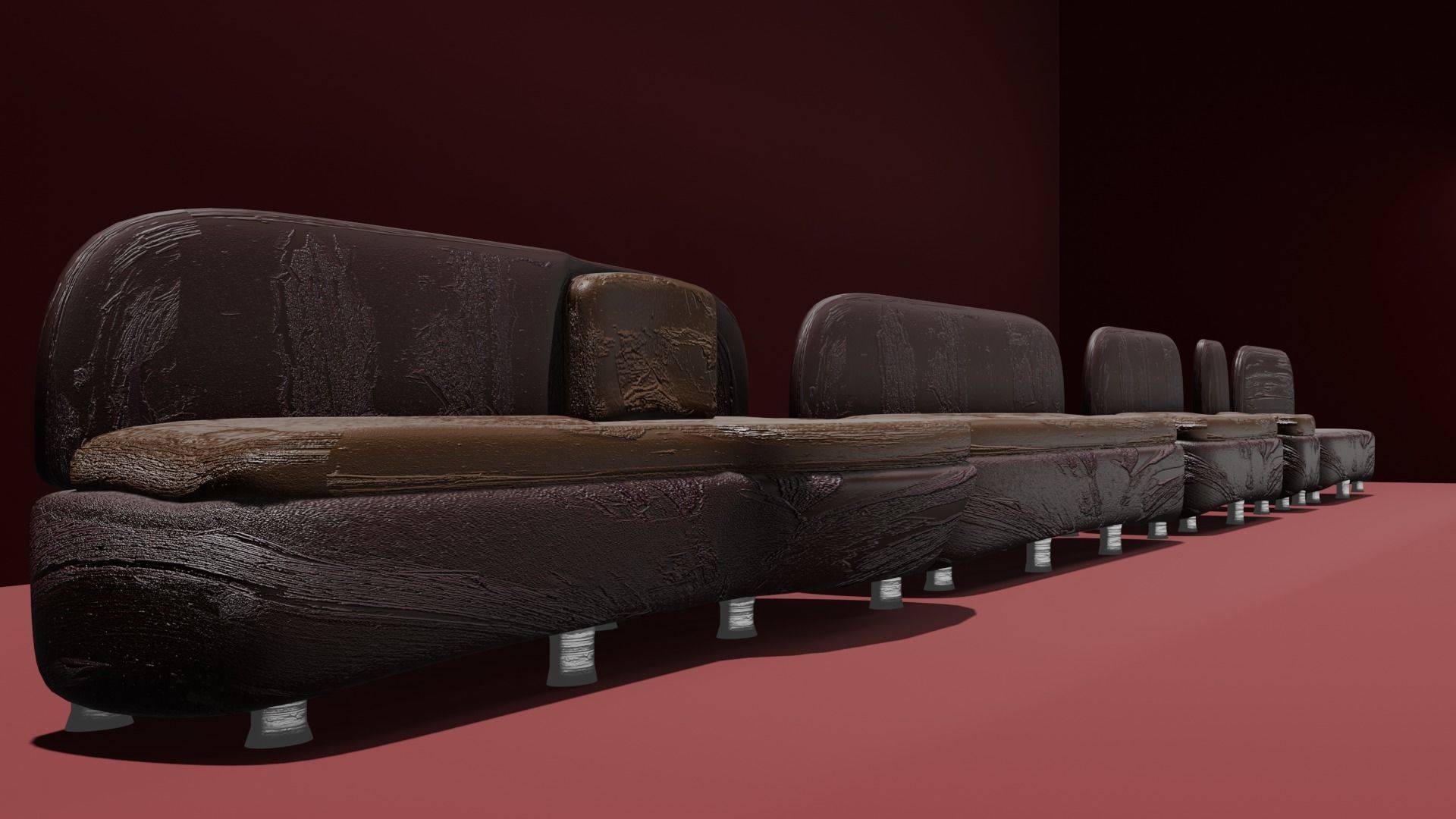 old sofa  Low-poly 3D model_3