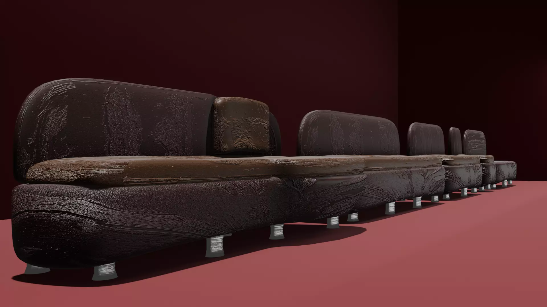 old sofa  Low-poly 3D model_0