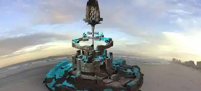 Babylon garden structure Sci Fi Low-poly 3D model