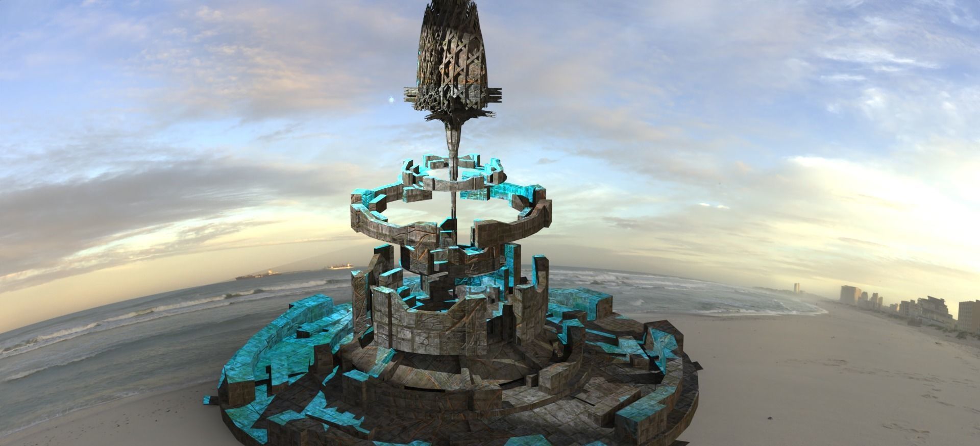 Babylon garden structure Sci Fi Low-poly 3D model_1