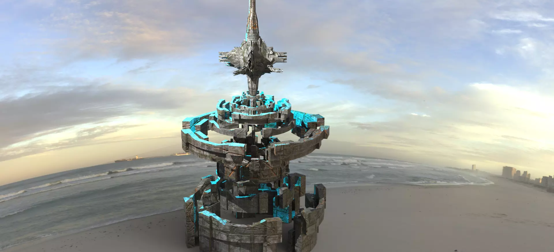 Babylon garden structure dome Sci Fi  Low-poly 3D model_0