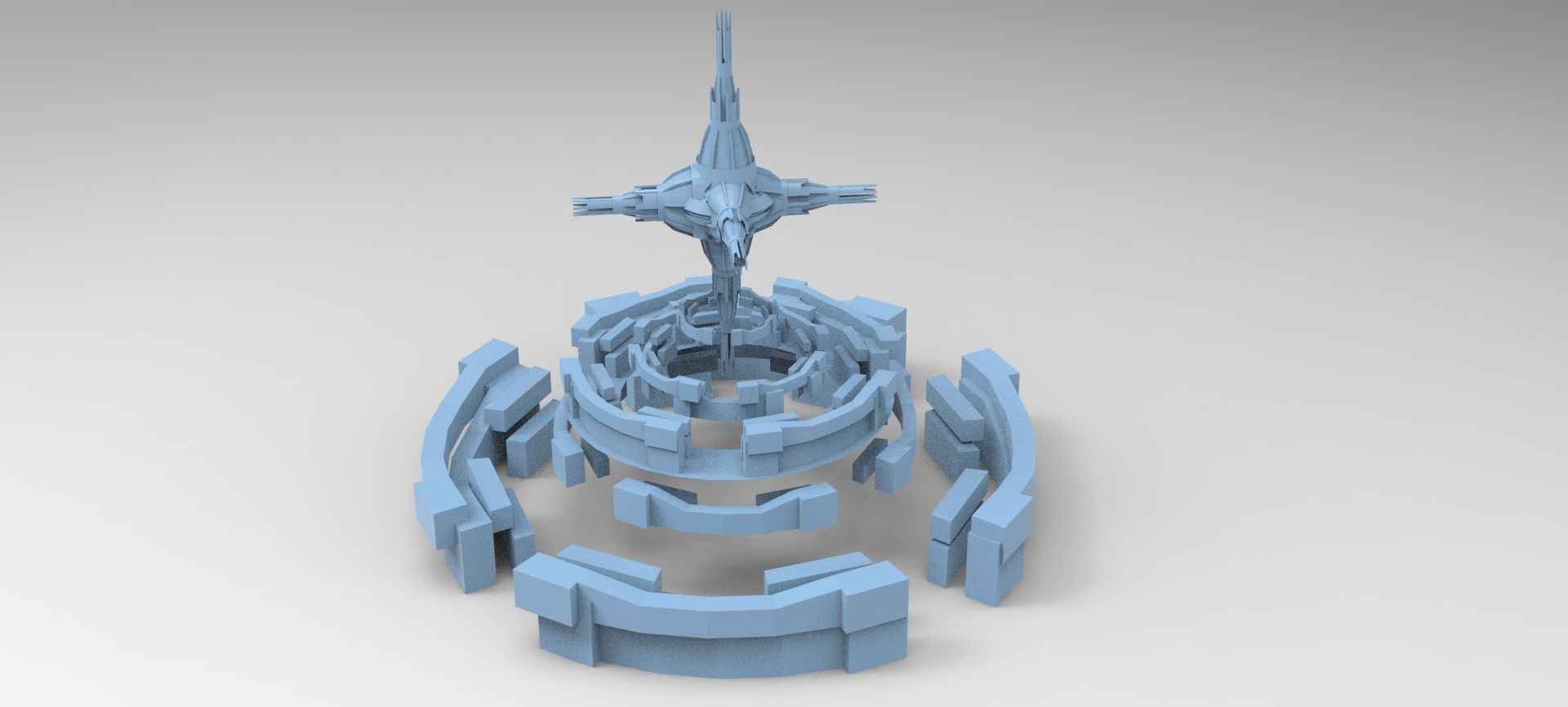 Babylon garden structure dome Sci Fi  Low-poly 3D model_2