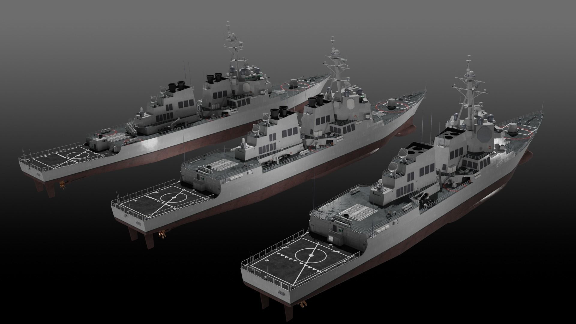 Arleigh Burke class Flight I Flight IIA Flight III 3D Model Collection_5