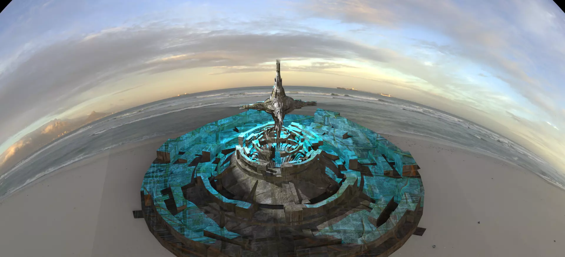 Arch Royal Sci fi sphere maze portal floor Low-poly 3D model_0