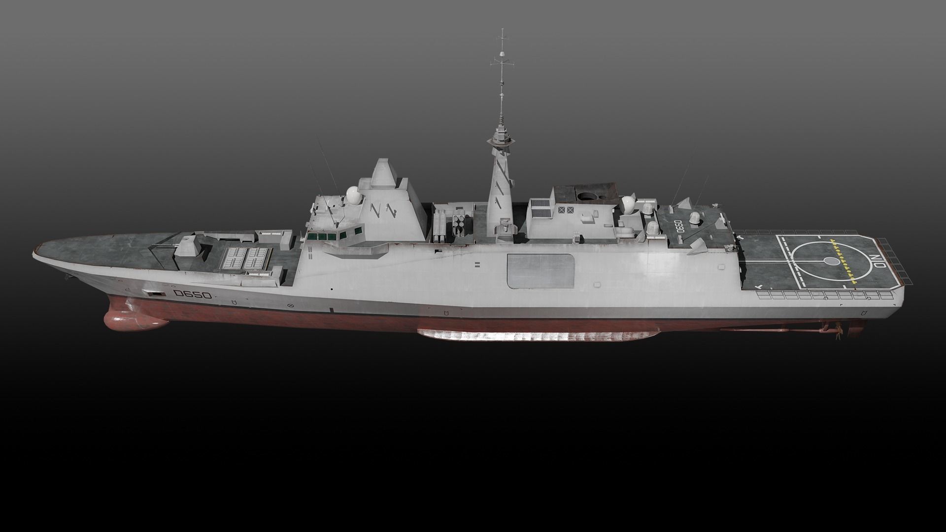FREMM class Frigate D650 Aquitaine Low-poly 3D model_8