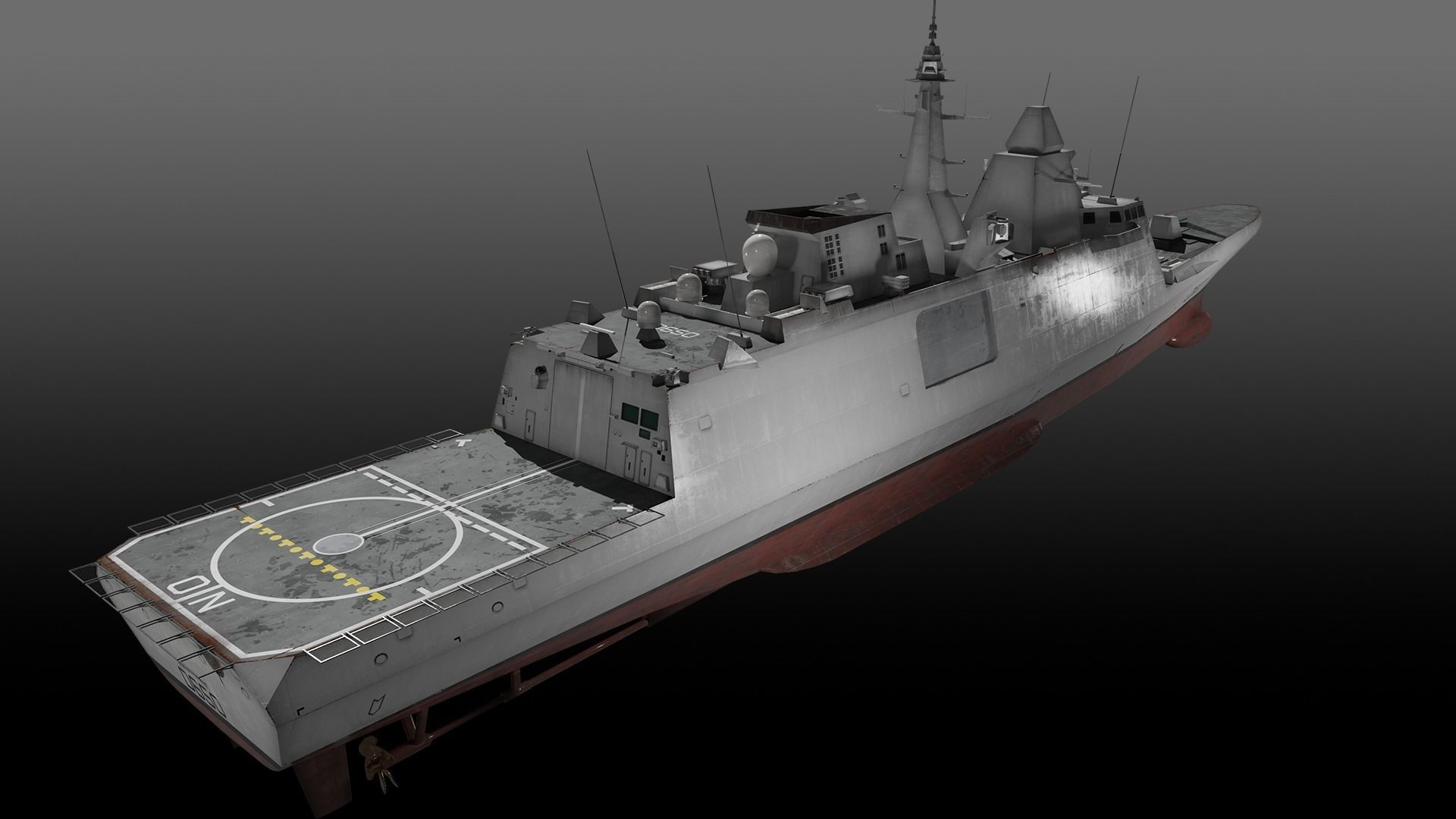 FREMM class Frigate D650 Aquitaine Low-poly 3D model_5