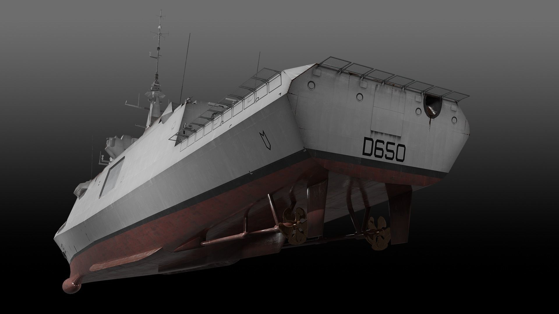 FREMM class Frigate D650 Aquitaine Low-poly 3D model_6