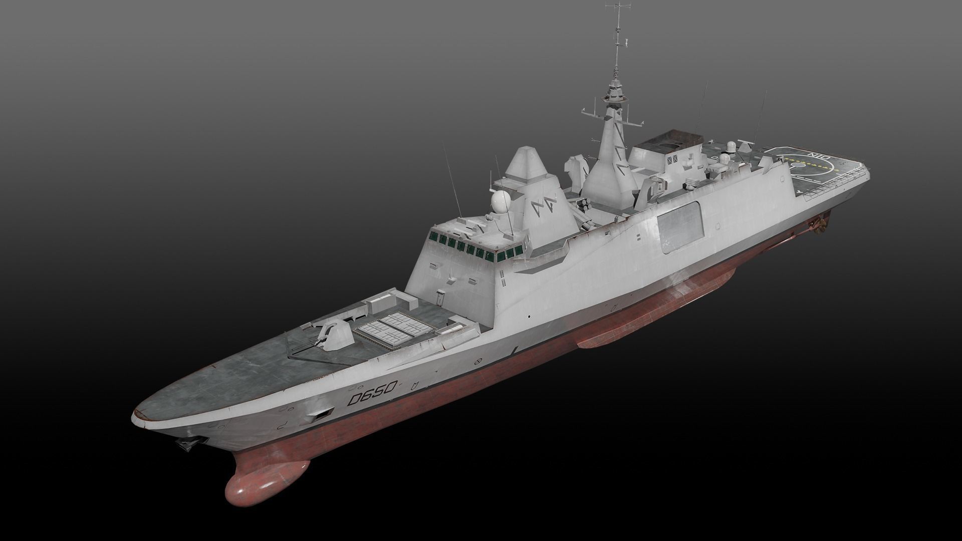 FREMM class Frigate D650 Aquitaine Low-poly 3D model_2