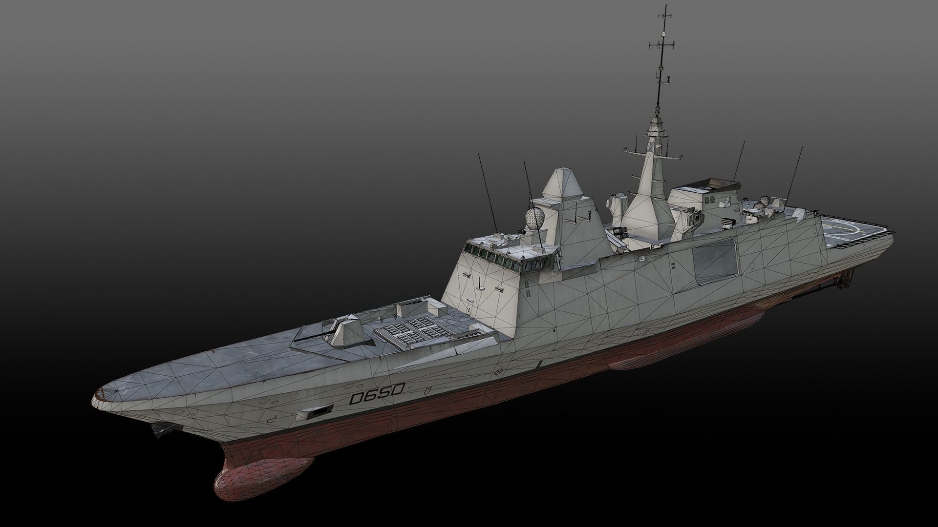FREMM class Frigate D650 Aquitaine Low-poly 3D model_15