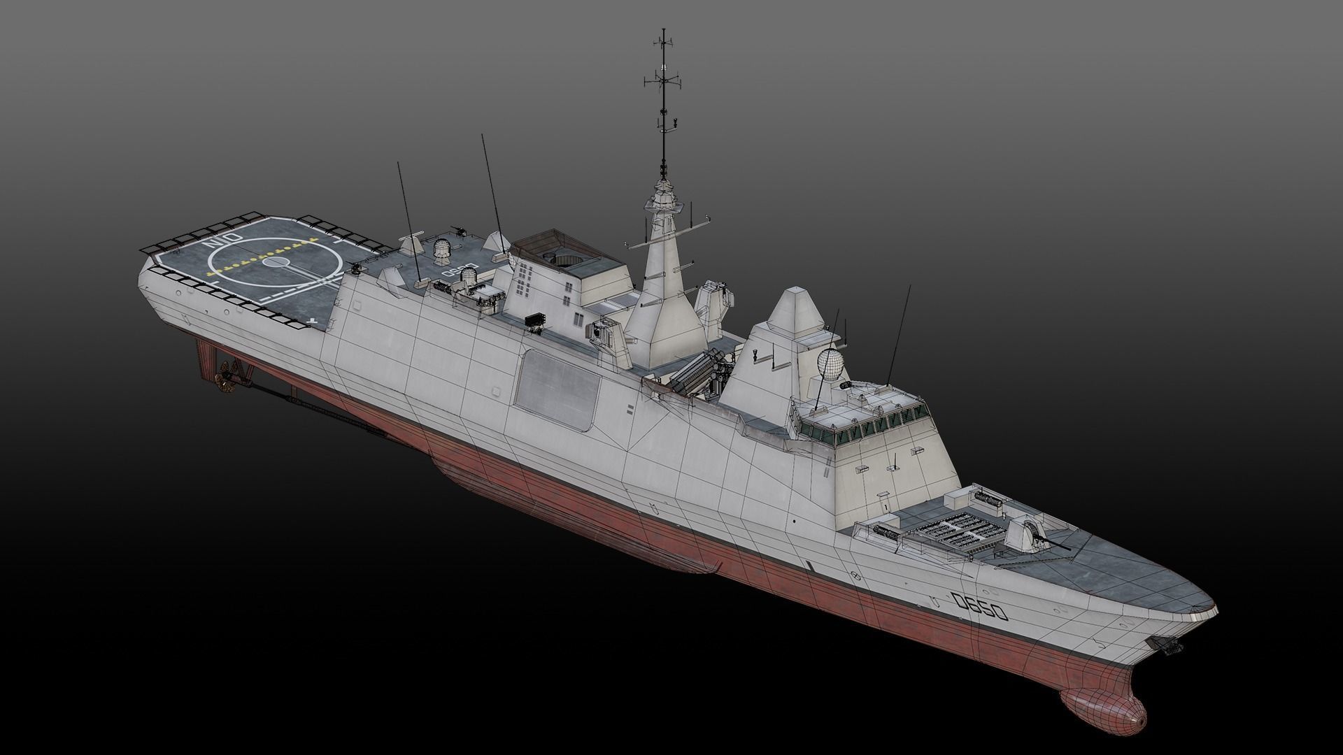 FREMM class Frigate D650 Aquitaine Low-poly 3D model_13