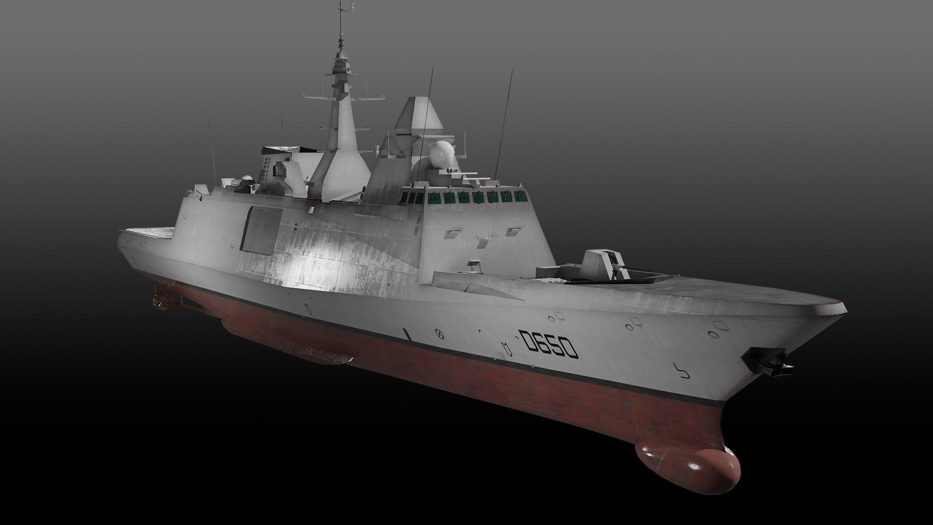 FREMM class Frigate D650 Aquitaine Low-poly 3D model_3