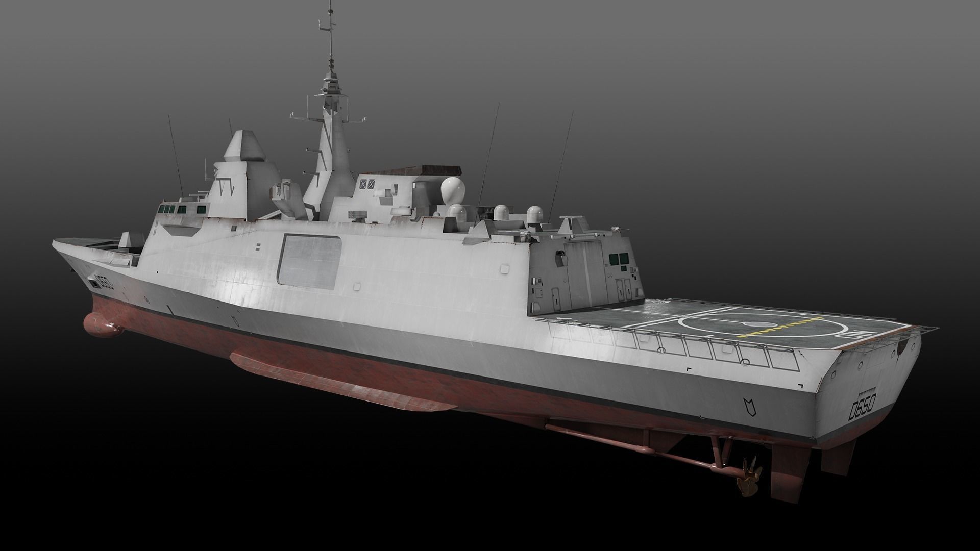 FREMM class Frigate D650 Aquitaine Low-poly 3D model_7