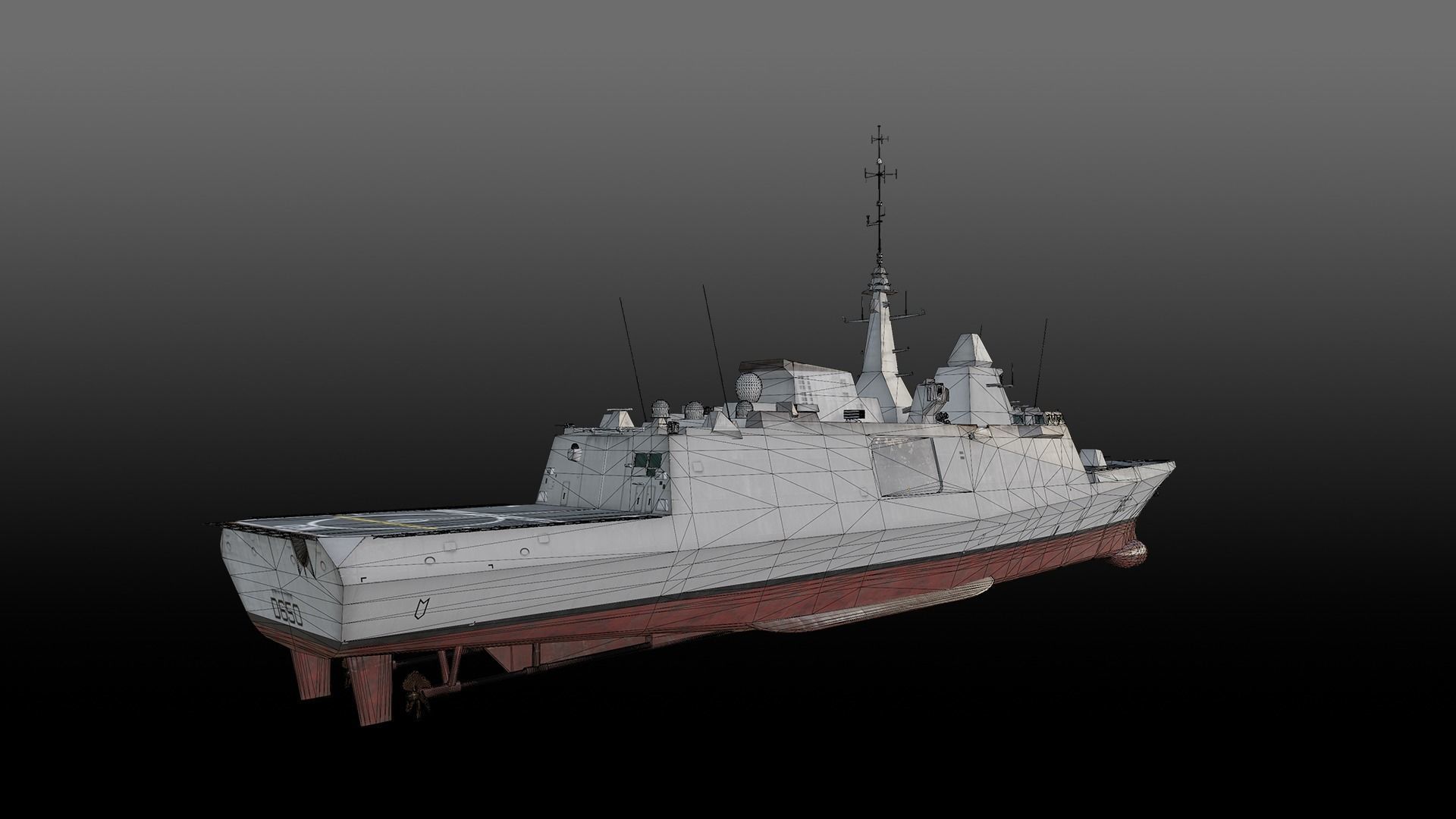 FREMM class Frigate D650 Aquitaine Low-poly 3D model_16
