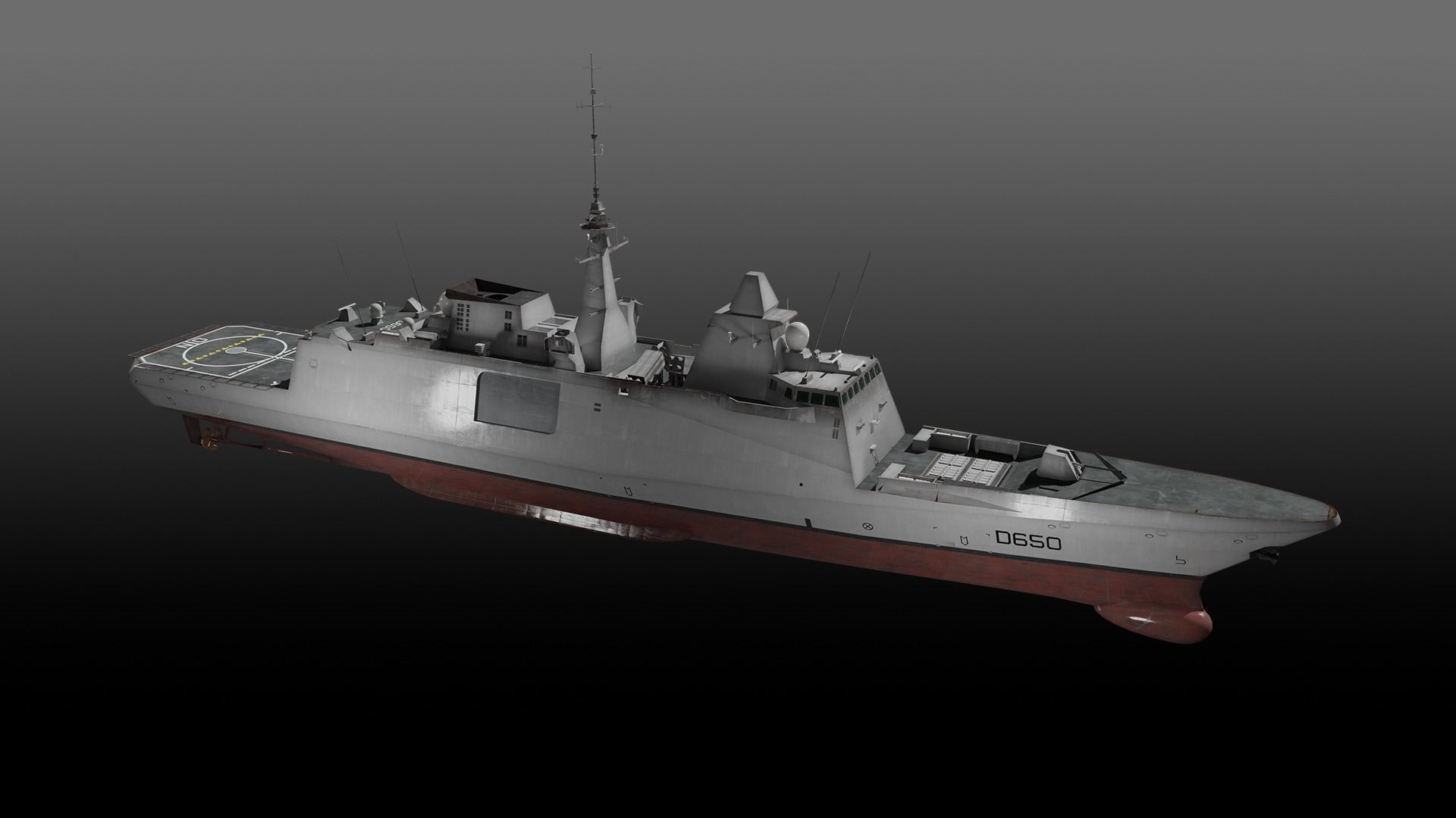FREMM class Frigate D650 Aquitaine Low-poly 3D model_4
