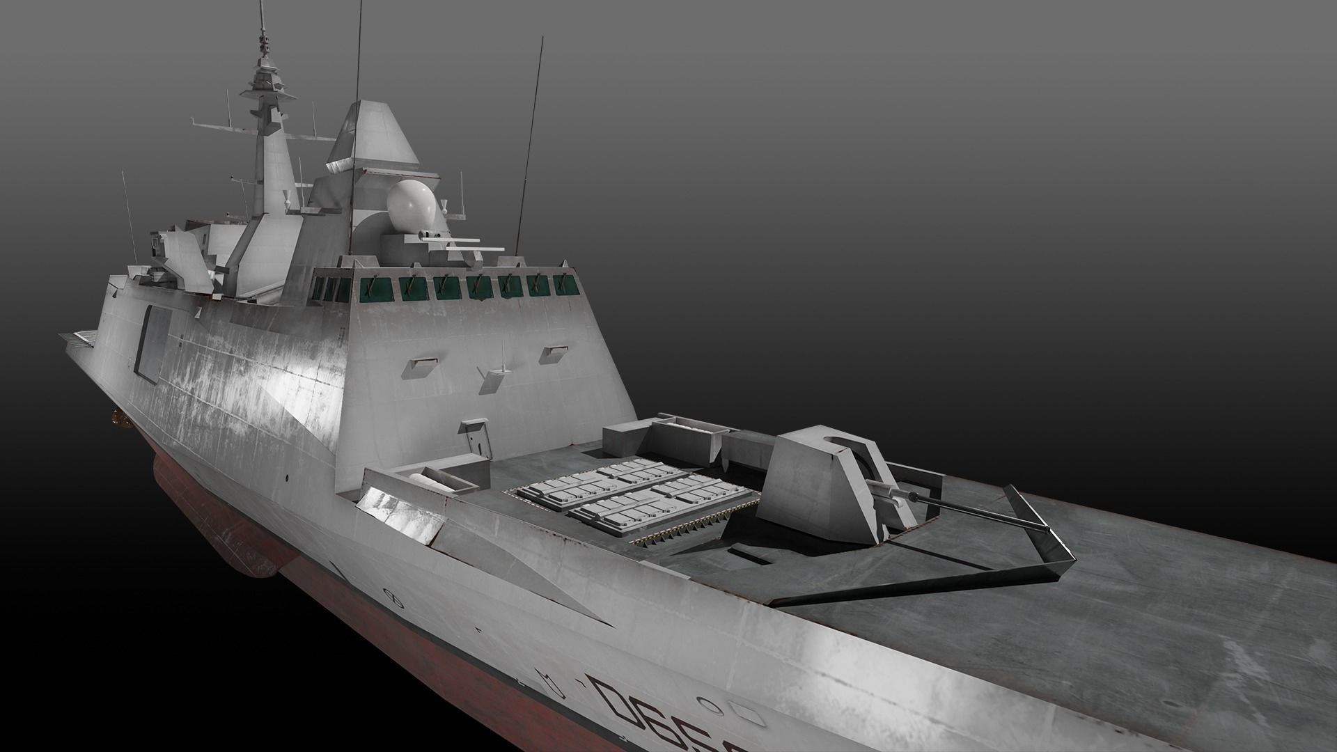 FREMM class Frigate D650 Aquitaine Low-poly 3D model_9