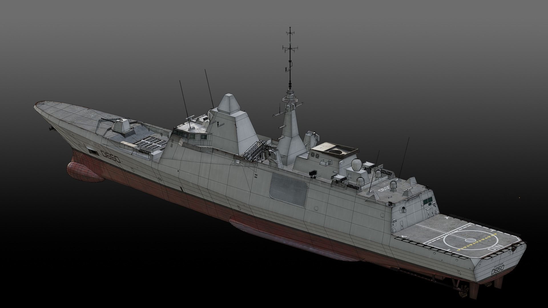 FREMM class Frigate D650 Aquitaine Low-poly 3D model_14