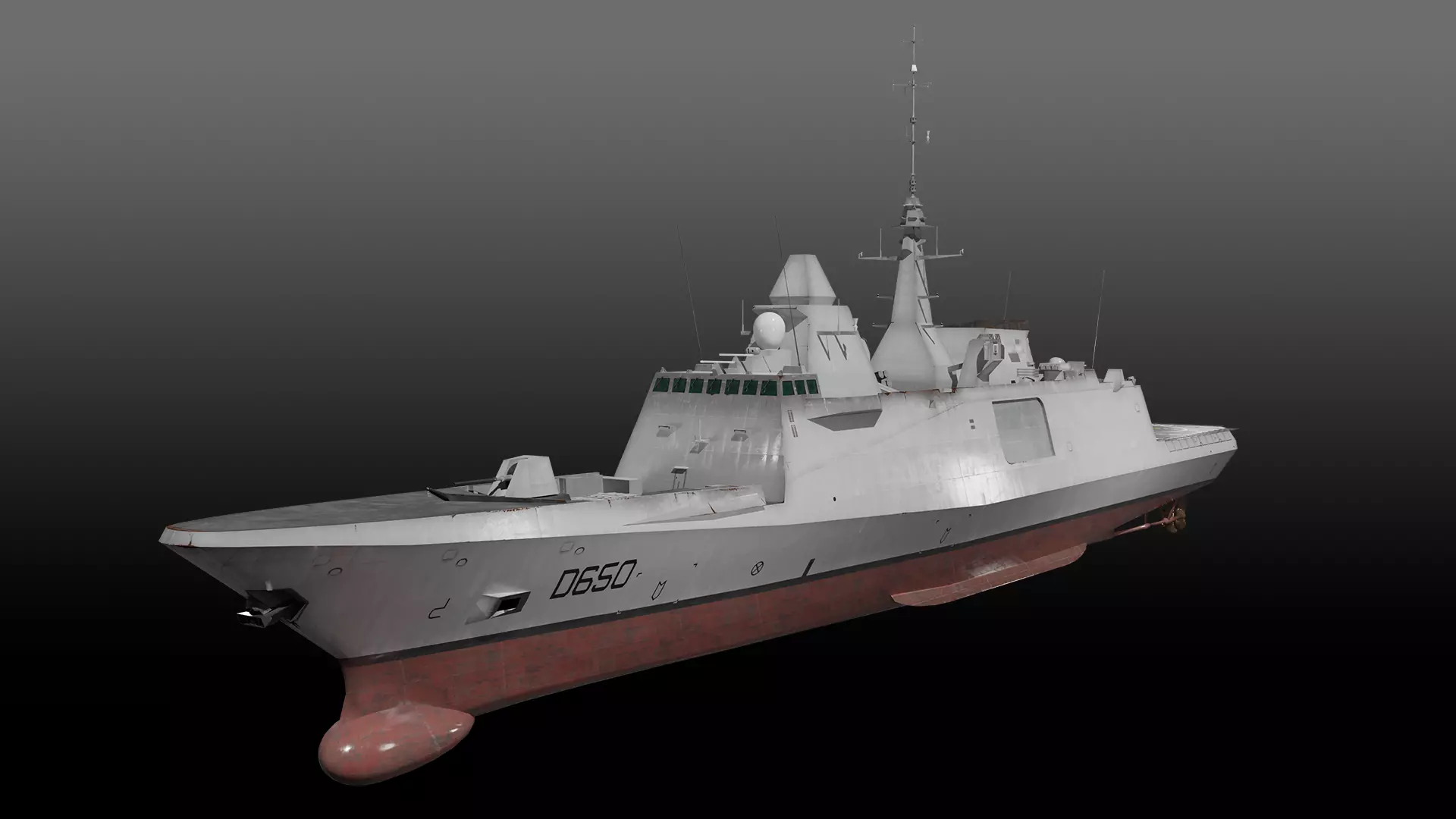 FREMM class Frigate D650 Aquitaine gameready Low-poly 3D model