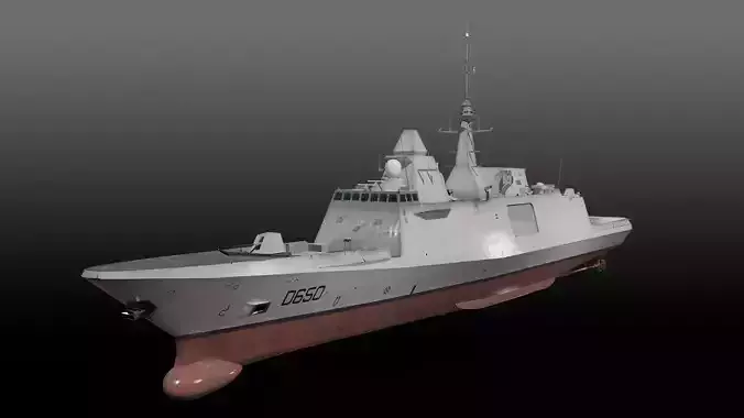 FREMM class Frigate D650 Aquitaine Low-poly 3D model