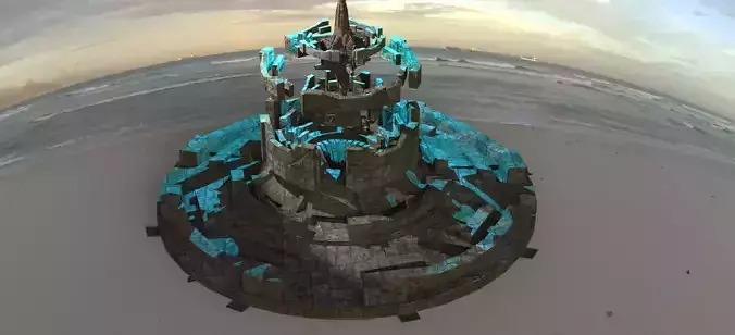 Babylon AD Sci fi garden structure fountain  Low-poly 3D model